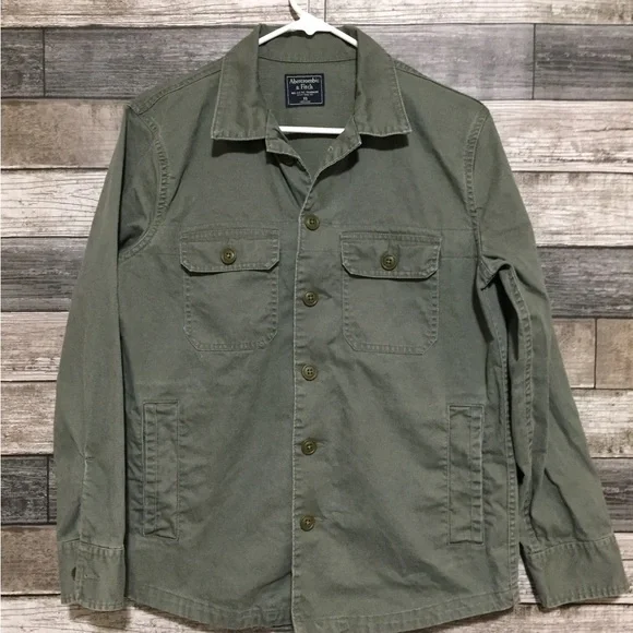 Abercrombie Fitch Shirt Jacket Men’s XS Green Canvas Military Pockets - Picture 4 of 10